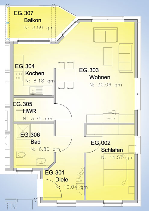 Erdgeschoss Grundriss Wohnung 3