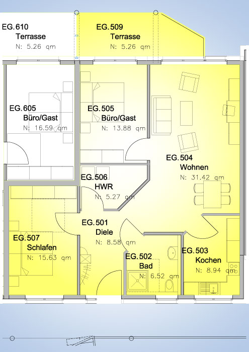 Erdgeschoss Grundriss Wohnung 5