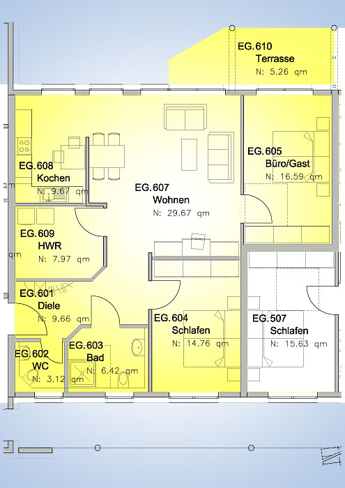 Erdgeschoss Grundriss Wohnung 6