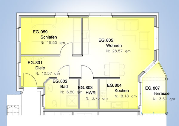 Erdgeschoss Grundriss Wohnung 8