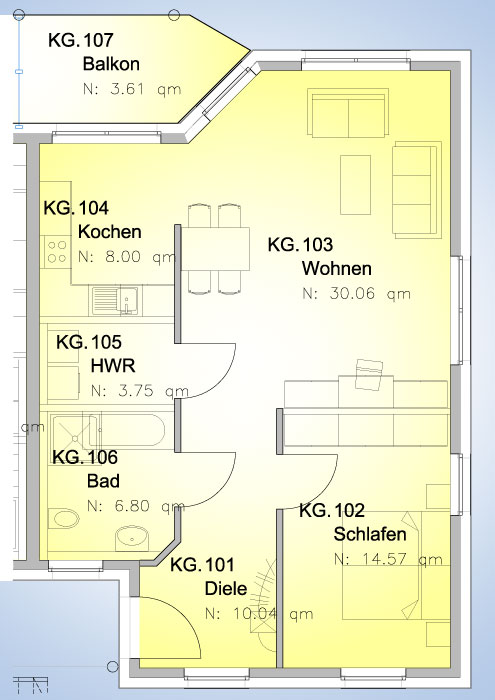 Gartengeschoss Grundriss Wohnung 1