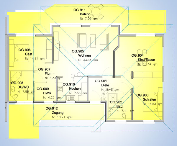 Obergeschoss Grundriss Wohnung 9