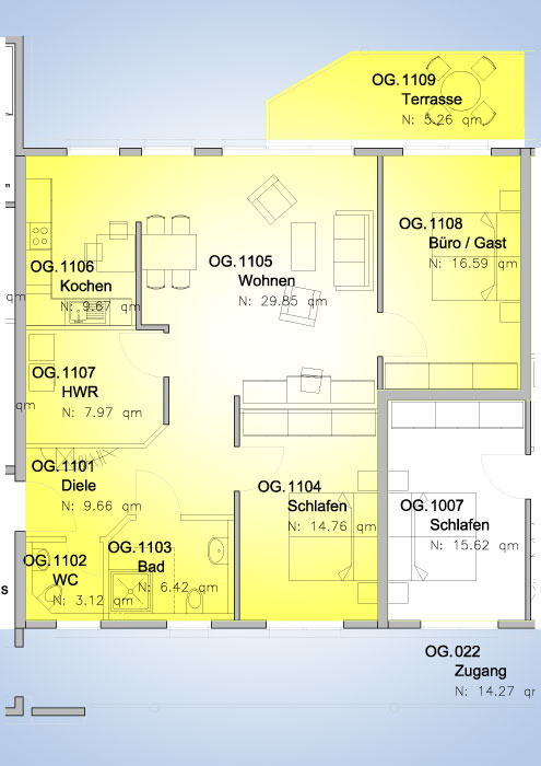 Obergeschoss Grundriss Wohnung 11