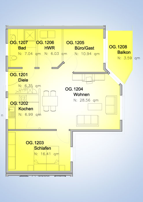 Obergeschoss Grundriss Wohnung 12