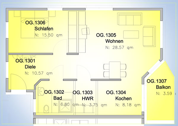 Obergeschoss Grundriss Wohnung 13